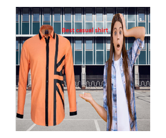Casual shirt classic orange with black stripes at cheap price