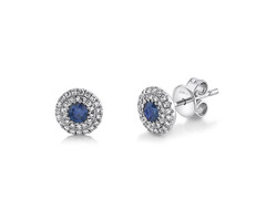 0.20Ct Diamond & 0.24Ct Blue Sapphire Stud Earring
