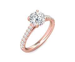 FlyerFit 14K Pink Gold Micropave Engagement Ring