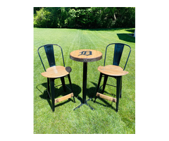 Upgrade Your Space with a Barrel Table Pub Style Set for Comfort and Charm!