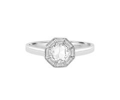 Classic Rose Cut Diamond ‘Hexagon’ Ring With Baguettes — Vivaan