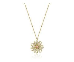 Sunflame Motif Diamond Necklace Sun rays Rendered in 18k Yellow Gold — VIVAAN